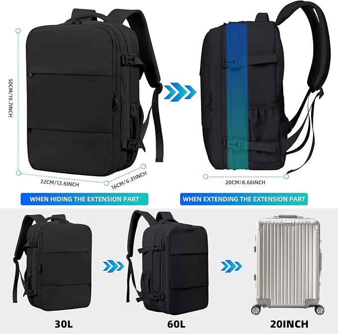 Vacuum Backpack 60L with Pump, Waterproof for 17" Laptop, Black - Image 2