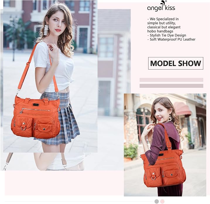 Angelkiss Purses Handbags for Women PU Tote Satchel Bags for Women Pockets Shoulder Bags… | PU - Image 3
