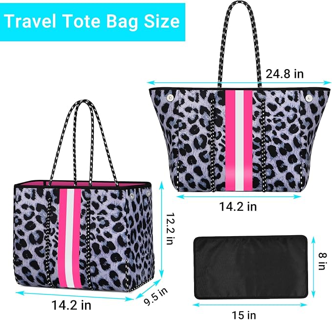 IBFUN Neoprene Bag, Large Multipurpose Beach Bag Neoprene Tote Bag with Inner Pocket for Women/Pool - Image 6