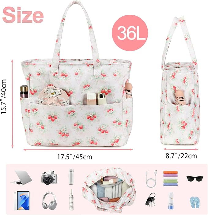 Bluboon Waterproof Beach Tote Pool Bags for Women Ladies Extra Large Carry On Bag With Wet Compartment for Weekender Travel - Image 3