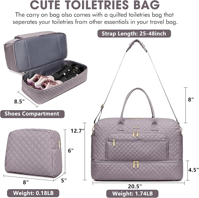 Travel Duffle Bag Weekender for Women - Carry-On Overnight Bag Personal Item Bag with Shoe Compartment & Wet Pocket Large Weekend Tote Bags with Toiletry Bag Hospital Bags for Labor and Delivery - Image 2