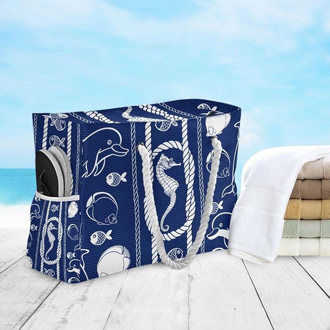 senya Large Beach Shoulder Bags Canvas Tote Water Resistant for Gym Travel Daily - Image 3