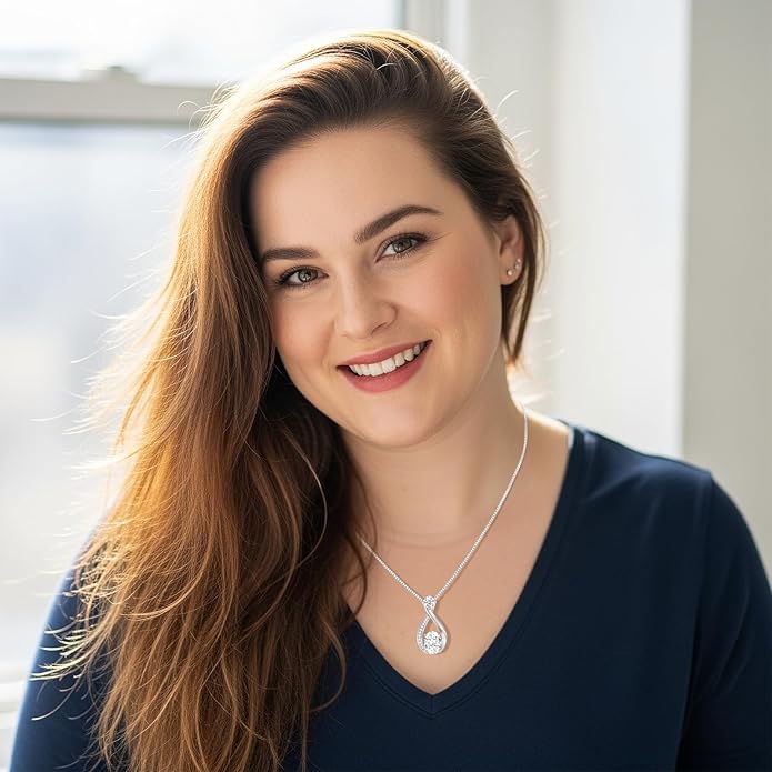 1.5CT Moissanite Infinity Pendant Necklace Anniversary Wedding Gifts for Women Wife Her S925 Sterling Silver 18K White Gold/Gold Filled Jewelry for Birthday Mothers Christmas Valentines Day