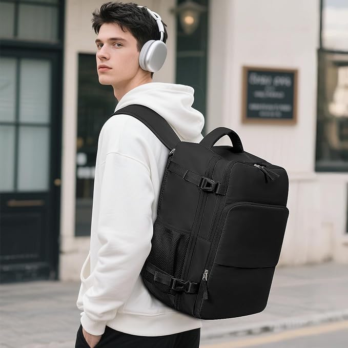 Sinaliy Travel Backpack for Men Women, Airline Approved Personal Item Bag | Waterproof 16 Inch Laptop Backpack for Work, College, Weekend, Business, Travel Bag with Wet Pocket, Black - Image 3