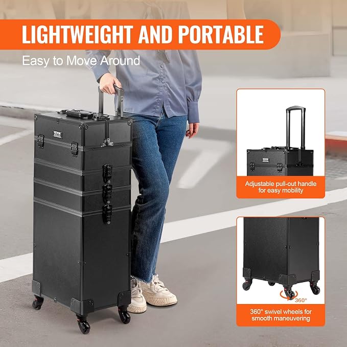 VEVOR Makeup Train Case Professional Makeup Storage Organizer Box Make Up Carrier for Women and Girls - Image 4