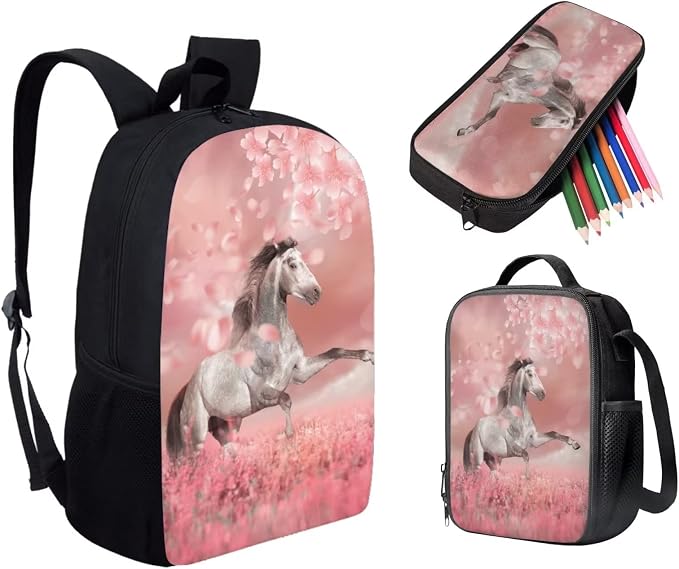 AFPANQZ Kids Backpack 3 Pieces Set Large Capacity School Bags with Heat Insulated Lunch Bags Small Pencil Bags 3 Pack - Image 2