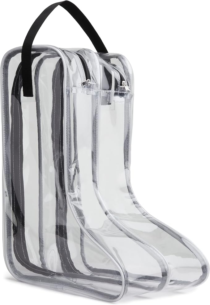 Howdy Boot Bag - Clear See-Thru Waterproof Storage Bag for Cowboy Boots and Tall Riding Boots Travel Accessories Shoe Organizer with Center Divider. Black - Image 2