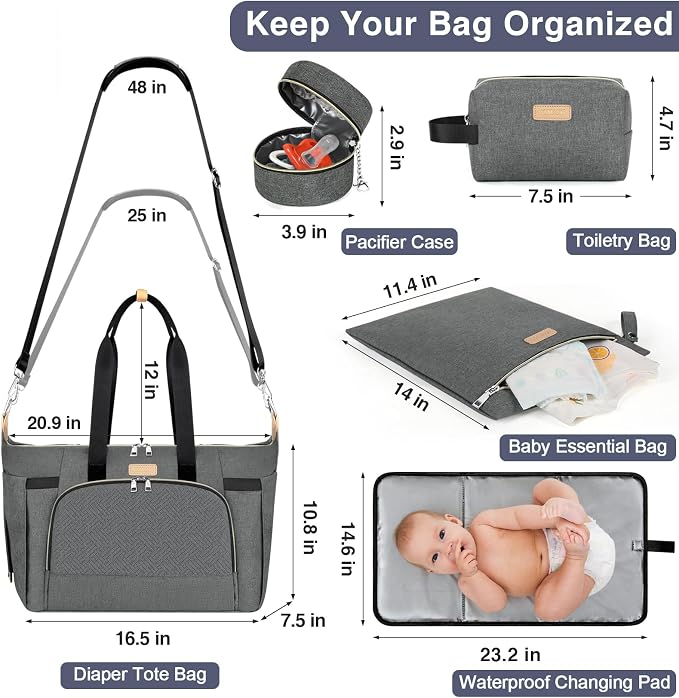 ITIEZY Diaper Bag Tote for Baby - Large Mommy Bag with Portable Changing Pad Pacifier Case, Hospital Bags Travel Baby Bag - Image 3