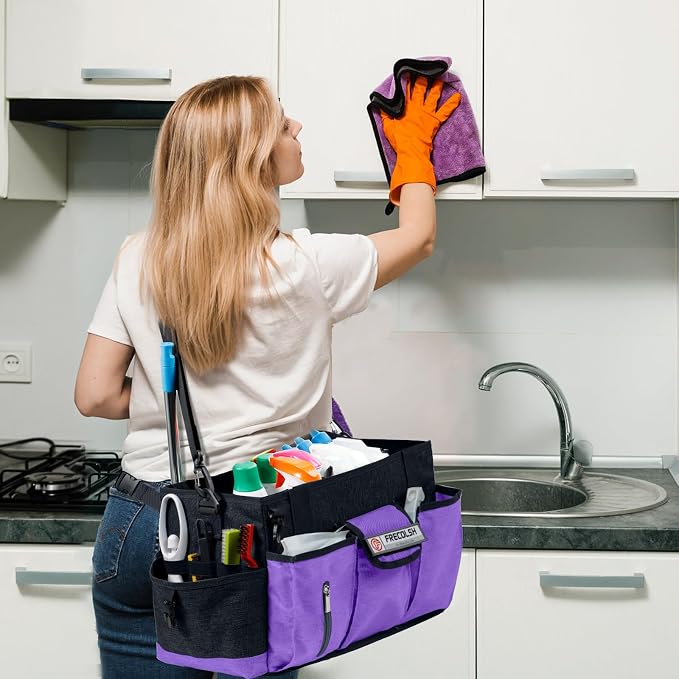 Cleaning Caddy for Cleaning Suppliers Organizer with Pockets for House Cleaning Essentials, Cleaning Organizer, Wearable Cleaing Bag Tote, Storage Caddy for Housekeeping - Image 2