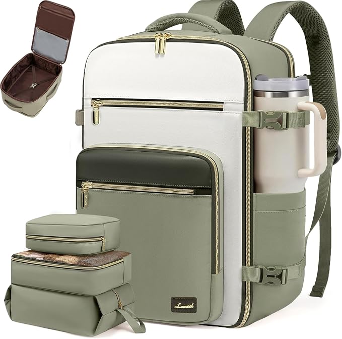LOVEVOOK Travel Backpack For Women,40L Carry On Backpack Flight Approved,TSA Personal Item Travel Bag Fits 17 Inch Laptop,Business Weekender Overnight Daypack with Back Pad and Chest Buckle,Cubes by LOVEVOOK