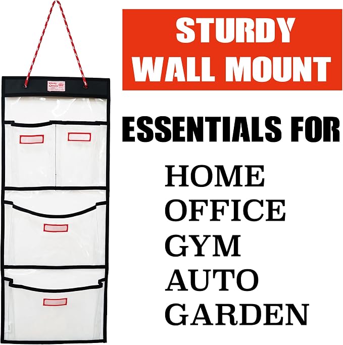 Rough Enough Locker Organizer Hanging Accessories Storage Organization with 4 Pockets for Work Door Gym Wall Clear PVC - Image 3