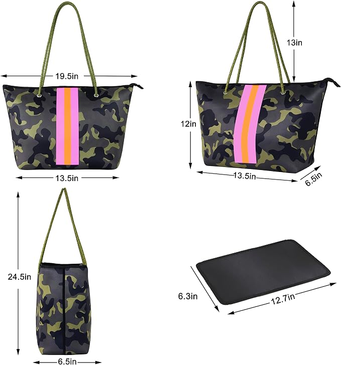 QOGiR Neoprene Multipurpose Beach Bag Tote with Inner Zipper Pocket … … … … - Image 7