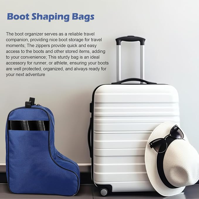 2 Pcs Boot Bags for Cowboy Boots Portable Storage Bag for Travel Long Tube Shoes Bags Men Tall Shoe with Handle for Home Travel (Dark Blue) - Image 4