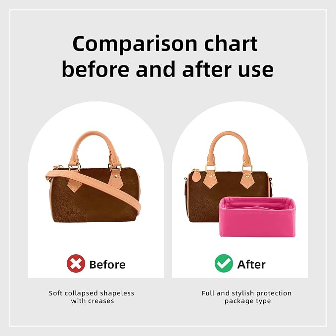 DGAZ Silk Purse Organizer Insert Fits LV Speedy 16/20/25/30/35/40/45 bags，Silky Smooth Bag Organizer，Luxury Handbag & Tote Shaper(Rose pourpre,New nano 16) - Image 3