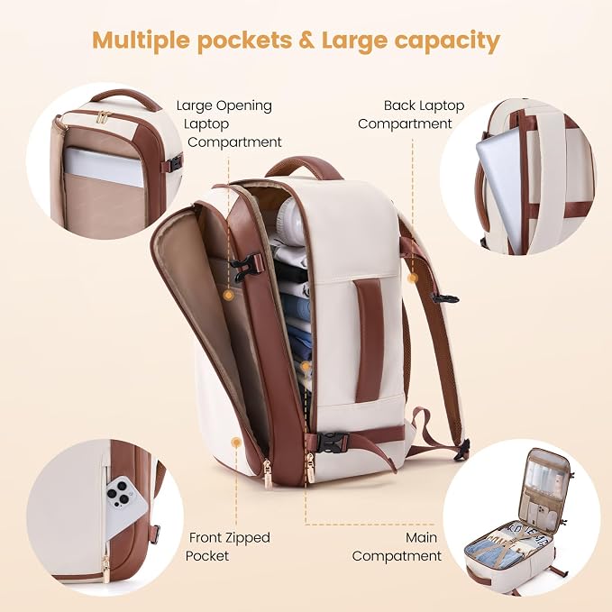 LOVEVOOK 40L Travel Backpack for Women,Carry on Luggage Backpack Flight Approved with 3 Packing Cubes,Waterproof Personal Item Travel Bag fits 17 Inch Laptop,Overnight Weekender Business Daypack - Image 4