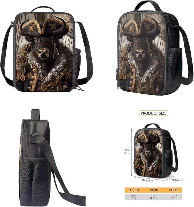 17 Inch Animal Print School Backpack And Lunch Box Set for Kids Lightweight Cool Unique Bison Backpack for Boys Girls Sturdy School Bag with Insulated Lunchbox Pencil Case Student Bookbag - Image 5