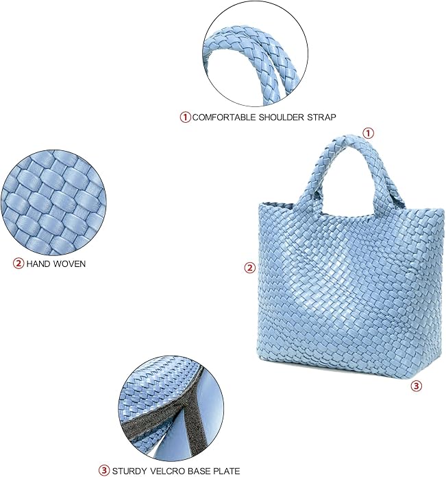 JINMANXUE Fashion Woven Bag Shopper Bag Travel Handbags and Purses Women Tote Bag Large Capacity Shoulder Bags - Image 6