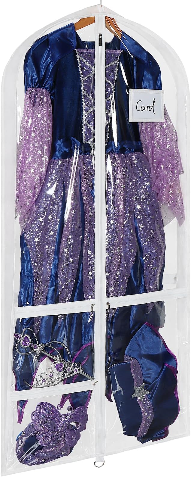 Univivi Clear PVC Dance Costume Bags Garment Bag 50 Inch for Dance Competitions, with 3 Seperated Medium Clear Zipper Pockets and 1 Large Back Zippered Pocket by Univivi