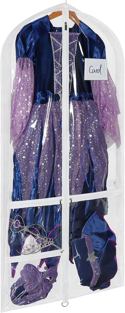 Univivi Clear PVC Dance Costume Bags Garment Bag 50 Inch for Dance Competitions, with 3 Seperated Medium Clear Zipper Pockets and 1 Large Back Zippered Pocket by Univivi