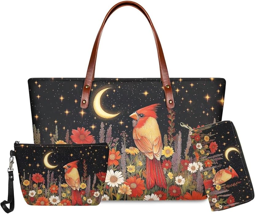 GIFTPUZZ Women Tote Bag Women Wallet Portable Cosmetic Bag for Women Bag Set 3 Pack PU Leather Bags with Zipper - Image 3