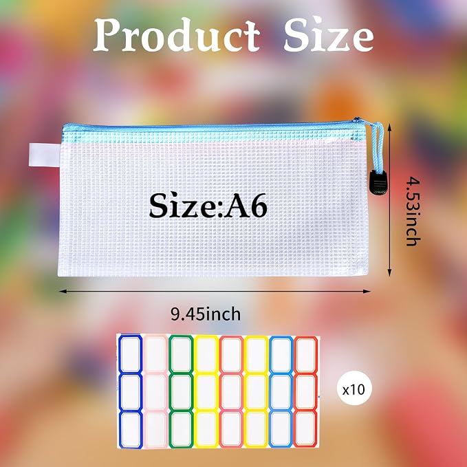 220 Pack A6 Mesh Zipper Pouch Bags 11 Colors 9.4 x 4.5 Inch Pencil Pouches Bulk Small Mesh Bags with Zipper Waterproof Zipper File Bags for Travel Puzzles School Office Supplies Organization - Image 2