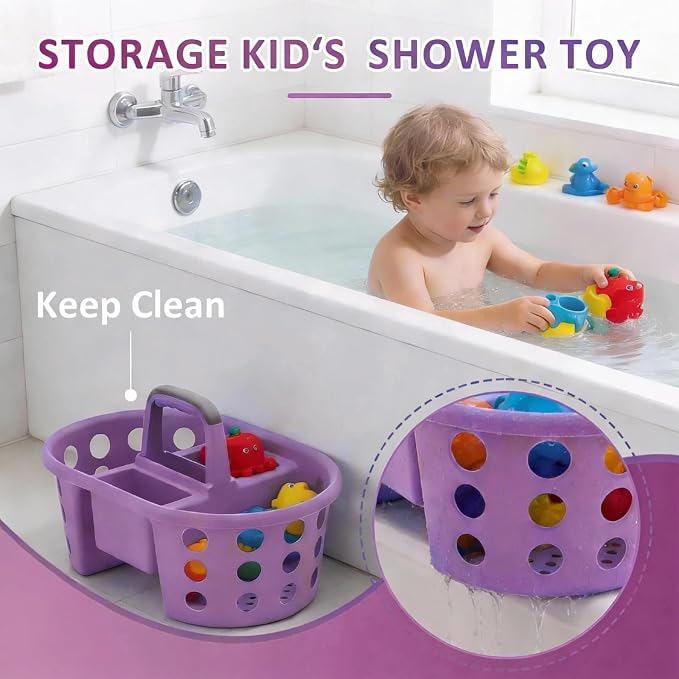SIMPLYKLEEN Large Shower Caddy Portable 2PC - Made in USA Plastic Jumbo Size Dorm Storage Candy Tote with Handle Shower Organizer for Bathroom, Pantry, Kitchen, College Dorm, Orange/Purple - Image 7