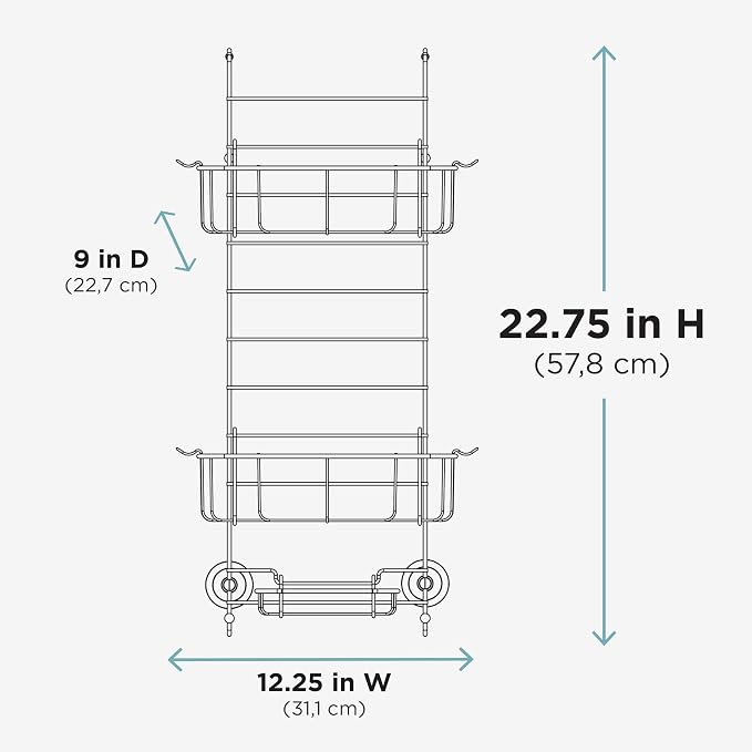 Zenna Home Shower Caddy Hanging Over the Shower Door Organizer, Stainless Steel Rack with 2 Shelves and Built in Hooks, Bathroom Organizer Shelf for Inside Shower, Heritage Bronze - Image 6