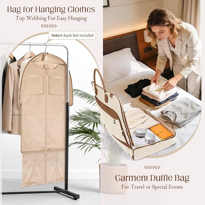 RAINSMORE Garment Bag for Travel Womens Hanging Suit & Dress Travel Bag Foldable Garment Duffle with Pockets & Strap, Carry On Compatible - Image 6