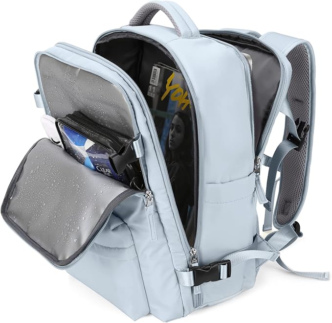 Large Travel Backpack Women Carry On Hiking Backpack Waterproof Outdoor Sports Casual Daypack Personal item Travel Bag Airplane Essentials Spirit Airline Flight Approved Shoes Compartment Men,Blue by WONHOX