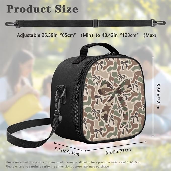 Cute Camo Bow Backpack Set for Girls, 4-Piece Camouflage School Bag and Lunch Box Pencil Case Charm, Trendy Bookbag Gift for Kids Grades K-5 - Image 5