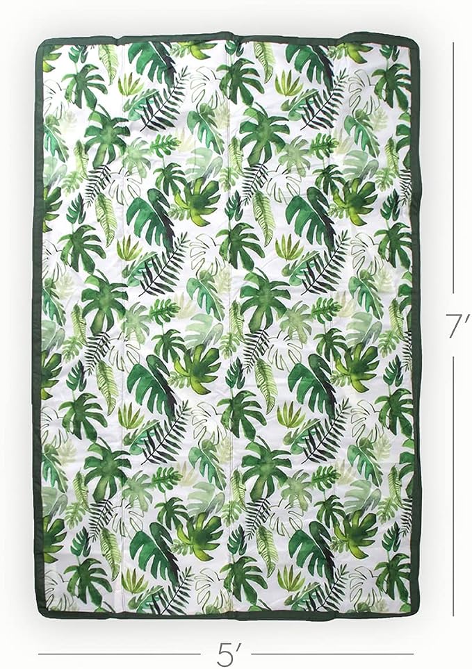 Little Unicorn 5'x7' Outdoor Family Picnic & Beach Blanket | Durable & Water-Resistant Fabric | Compact Fold & Easily Wipes Clean | Zipper Pocket (Tropical Leaf) - Image 2