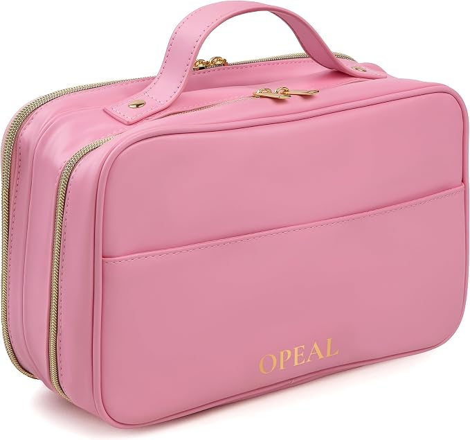 2-in-1 Travel Makeup and TSA Toiletry Organizer for Women – Flexible Compartments, Clear TSA Window, Wipe Clean Vegan Leather, Gift Box Included – Carry-On Approved, Cream - Image 2