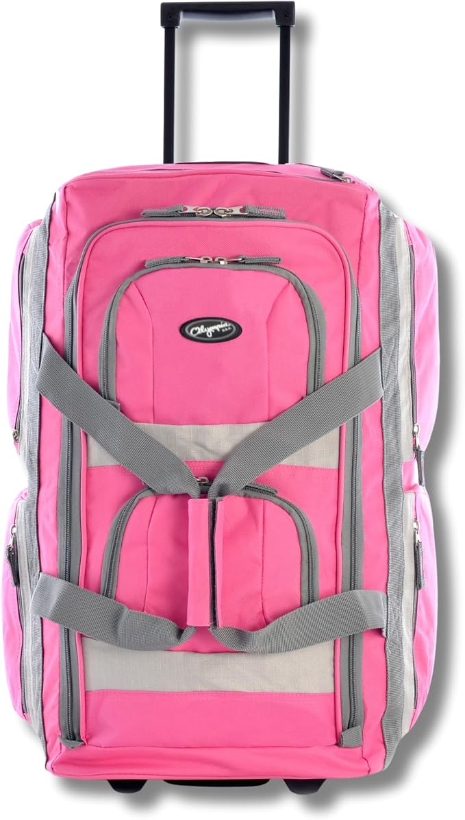 Olympia U.S.A. 29 inch Jumbo Size 8 Pockets Wheeled Rolling Duffel Bag Water Resistant Luggage Lightweight Travel Suitcase with Retractable Handle by OlympiaUSA