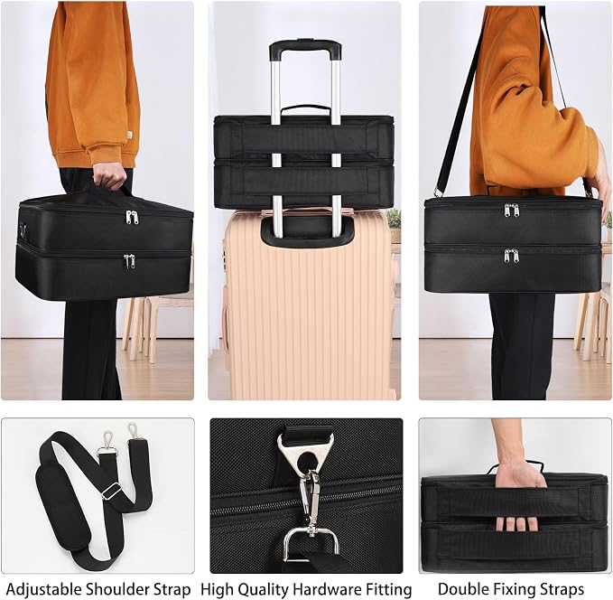 Extra Large Makeup Case, Professional Makeup Train Case for Makeup Artist Traveling Organizer, Double Layer XL Cosmetic Travel Case for Cosmetology with 3 Detachable compartments and 3 Makeup Bags - Image 5