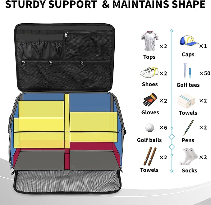 Extra Large Golf Trunk Organizer, Golf Gifts for Men Golfers, 20"x 14"x 10" 2 Layer Golf Trunk Organizer for Car, Water-resistant with Ventilated Compartment for 2 Pair Shoes and More Golf Accessories - Image 5