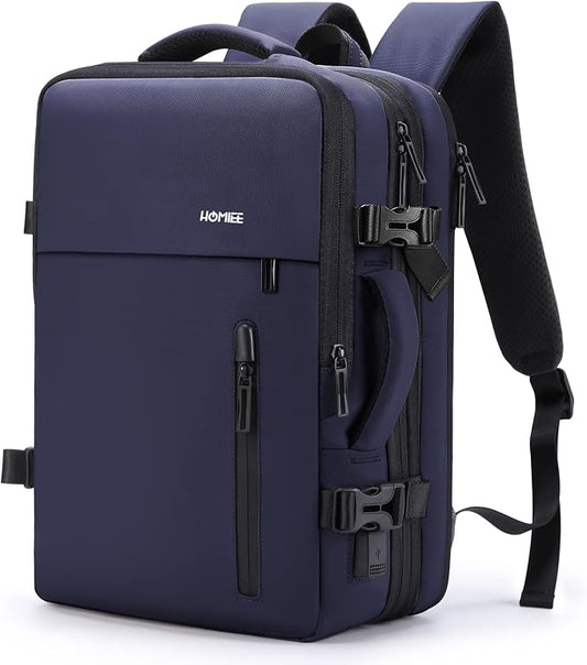 HOMIEE 40L Expandable Carry on Backpack Fit 15.6 Inch Laptop for Travel | USB Charging Port TSA Approved Waterproof Luggage Suitcase Personal Item Backpack by HOMIEE