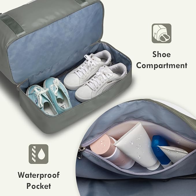 WOOMADA Weekender Overnight Bag for Women, Carry on Shoulder Travel Duffel with Shoes Compartment,Gym Bag with Toiletry Bag - Image 5