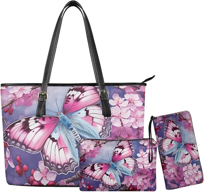 Women Purse Handbags Wallet Sets Leather Shoulder Tote Bag for Women,Top Handle Purse with Wrist Wallet Bag by Unknown