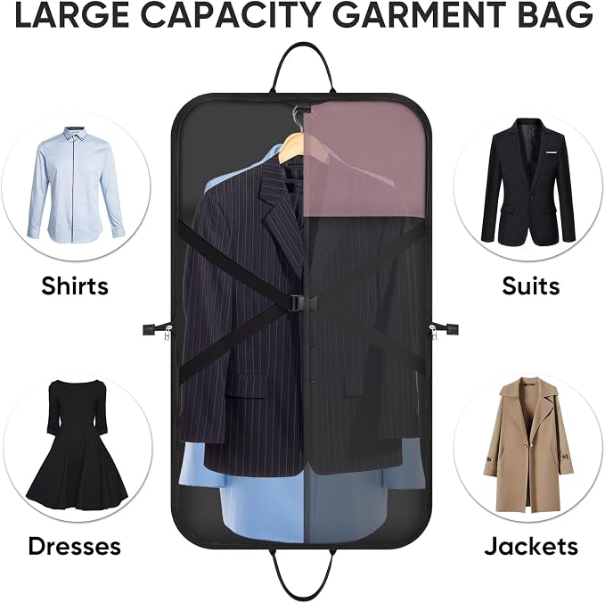BALEINE Travel Garment Bag, Travel Suit Bag for Men, Water Resistant Carry on Garment Bag for Hanging Clothes, Garment Duffel Bag for Travel Business (Pink, 42") - Image 5