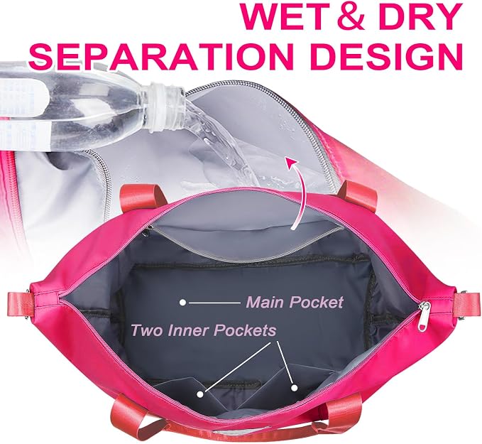 WOOMADA Weekender Bag for Women, Travel Duffel Bags with Shoe Compartment & Wet Pocket, Personal Item Bag for Airlines - Image 3
