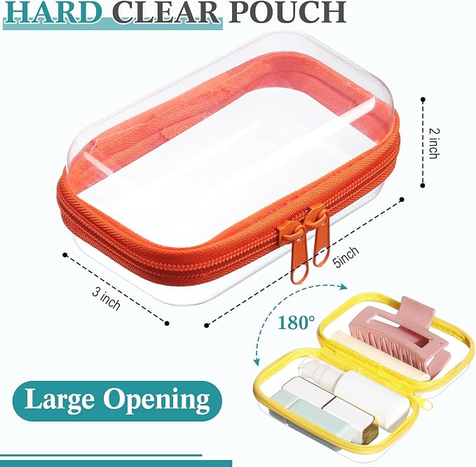 Sanwuta 6 Pcs Clear Hard Zipper Case Plastic Zipper Pouches Transparent Makeup Bag Pencil Case Pouches Toiletry Diaper Bag for Travel Toy Storage Organizer Bins - Image 2