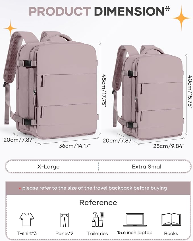 Travel Backpack Carry On Flight Aapproved Personal Item Travel Bag Mochila De Viaje Travel Backpack For Men Spirit Airlines Personal Item Bag 18x14x8 Carry On Backpack For Airplanes Lotus Root Pink - Image 3