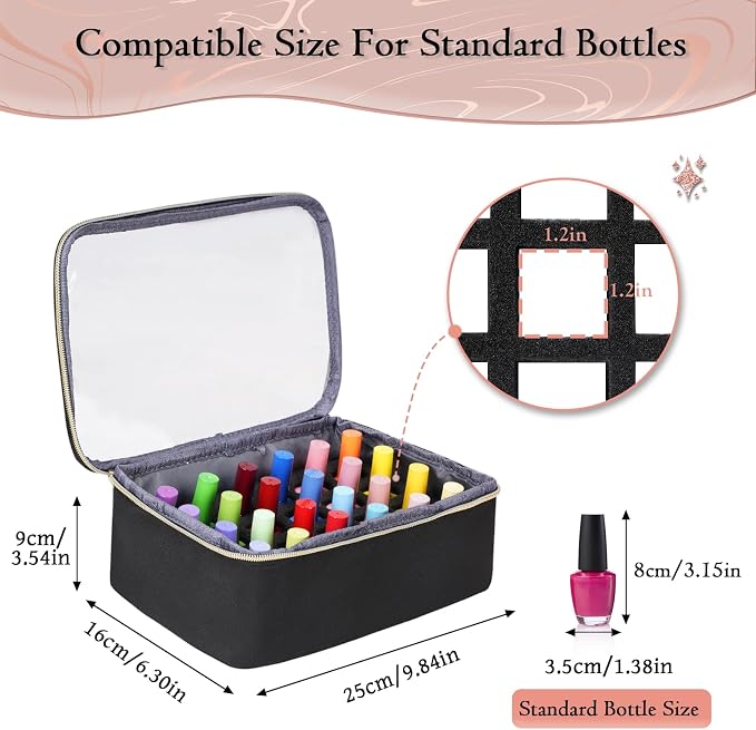 YOREPEK Nail Polish Organizer Bag Holds 48 Bottles (15ml/0.5 fl.oz) UV lamp | Nail Organizers and Storage with 2 Removable Pouches Fits Nail Supplies, Nail Tech Bag Gifts for Manicurist - Image 5