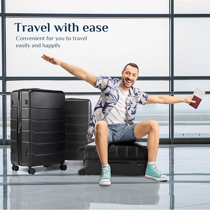 OLIXIS 24 Inch Luggage, Hardside Suitcase with Spinner Wheels, Lightweight ABS Hard Shell Checked Luggage, TSA Approved Lock, Expandable Medium Suitcase for Travel & Business–Black - Image 10