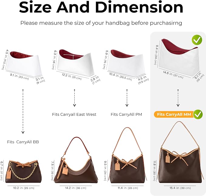 Purse Organizer Insert for LV Carryall MM Handbag, Custom Fit Inside Premium Bordeaux Red Lightweight Water Resistant Tote Bag Insert with Cup Holder Accessories - Image 2