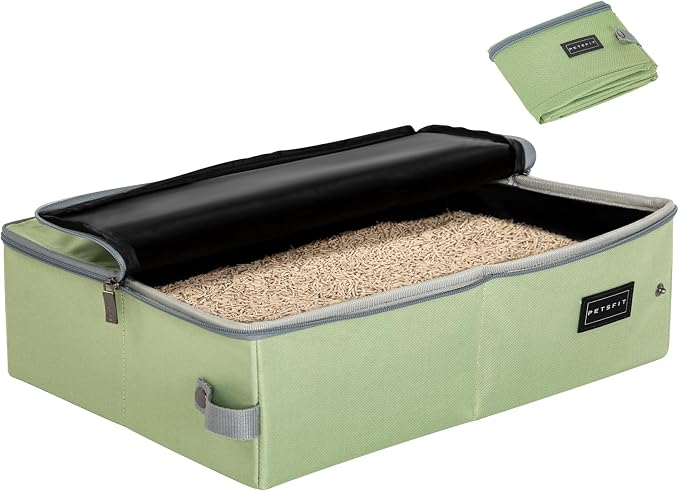 PETSFIT Portable Litter Box for Cats - Leak-Proof, Travel Litter Box for Cats in Car/Hotel/Lawn, Collapsible Litter Boxes by Petsfit