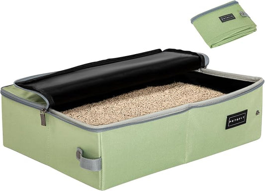 PETSFIT Portable Litter Box for Cats - Leak-Proof, Travel Litter Box for Cats in Car/Hotel/Lawn, Collapsible Litter Boxes by Petsfit