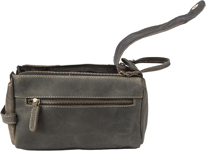 KomalC Premium Buffalo Leather Toiletry Bag for Men & Women With Water resistant Lining, Grooming Travel Pouch, Unisex Wash Bag for Toiletries, Gifts for Men and Women - Image 4