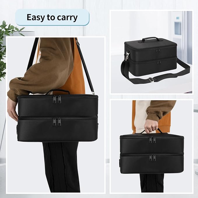 Extra Large Makeup Case, Professional Makeup Artist Traveling Bag, Double Layer Lightweight XL Makeup Travel Case Organizer for Artist Hairstylist Crafters with 2 Detachable Pouch & Shoulder Strap - Image 6