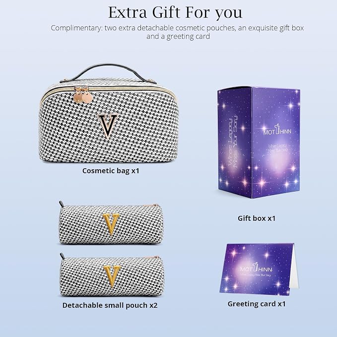 Personalized Gift Travel Makeup Bag: Initial Makeup Organizer Bag for Women | 3-in-1 Custom Make up Bag Set - Vegan Leather Travel Cosmetic Bag - Luxury Gift for Women – Birthday, Anniversary, Graduation - Image 5